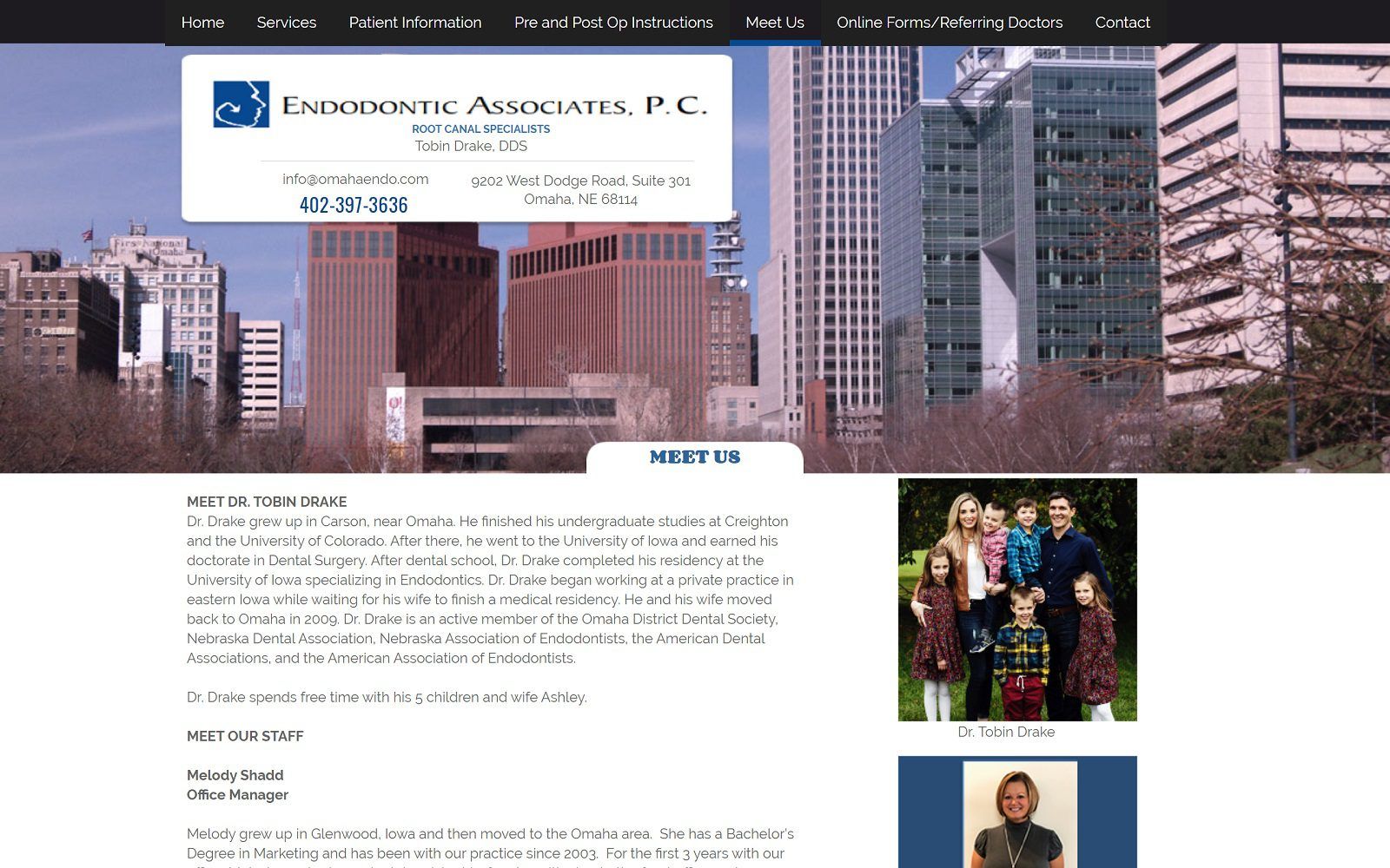 The screenshot of endodontic associates, p. C. Dr. Tobin drake website