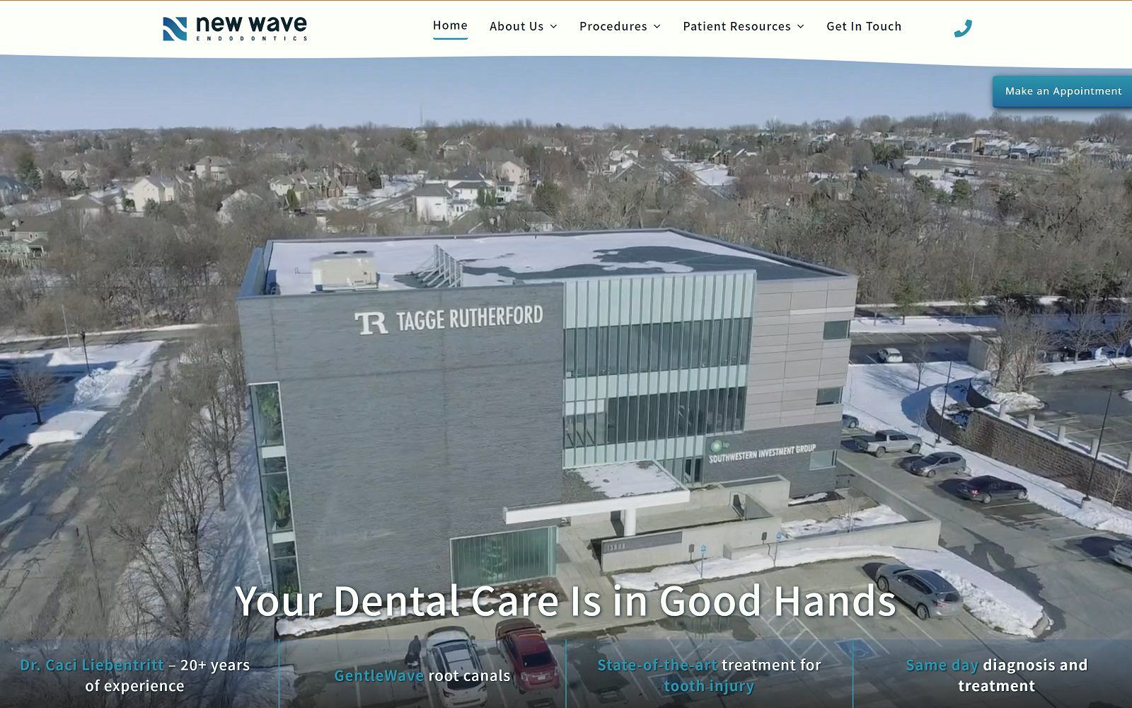 The screenshot of new wave endodontics website