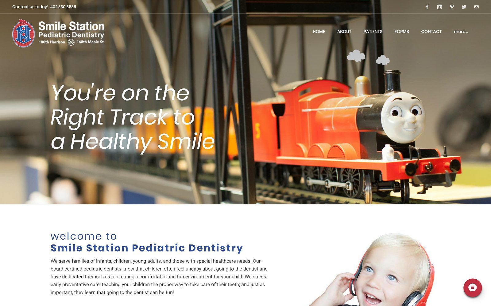 The screenshot of smile station pediatric dentistry website