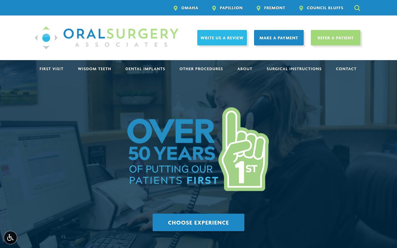The screenshot of oral surgery associates website