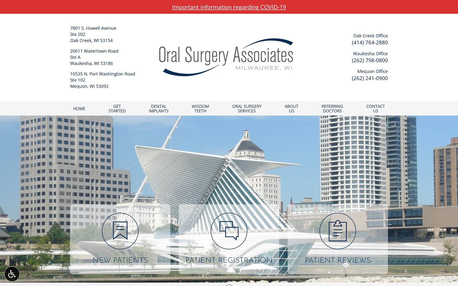 The screenshot of oral surgery associates of milwaukee, s. C. Website