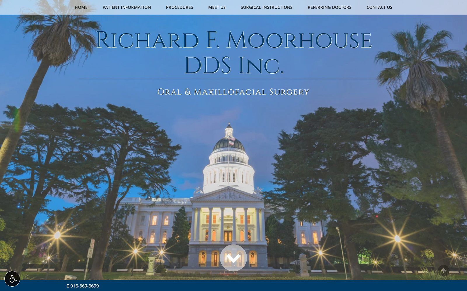 The screenshot of richard f moorhouse dds website