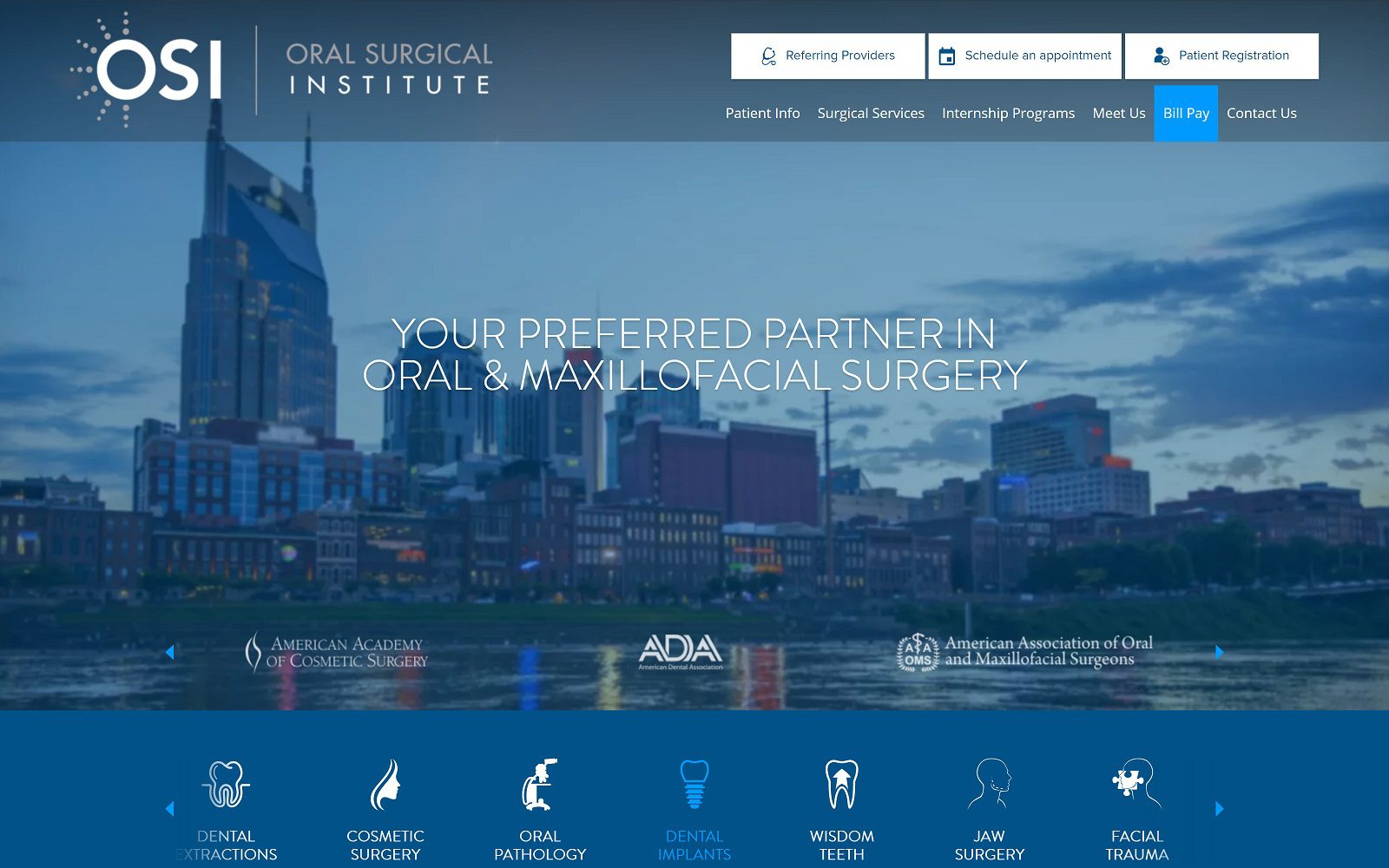 The screenshot of oral surgical institute website