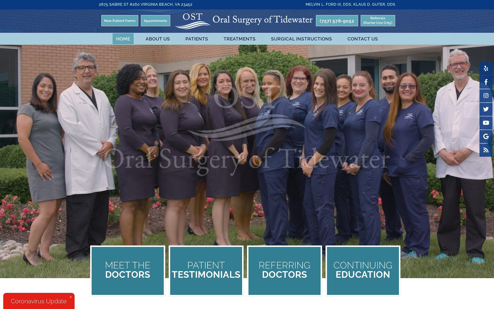 The screenshot of oral surgery of tidewater website