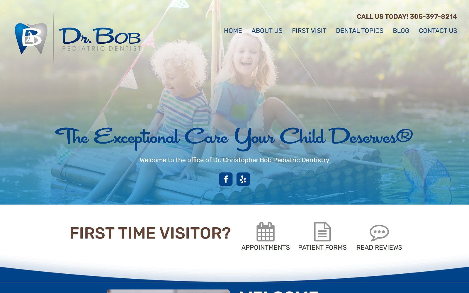 The screenshot of dr. Bob pediatric dentist website