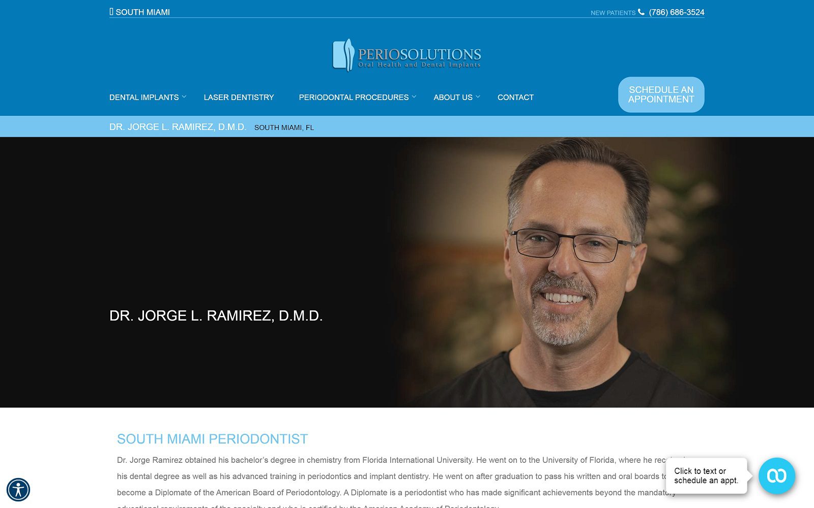 The screenshot of periodontal solutions: jorge l ramirez dmd website