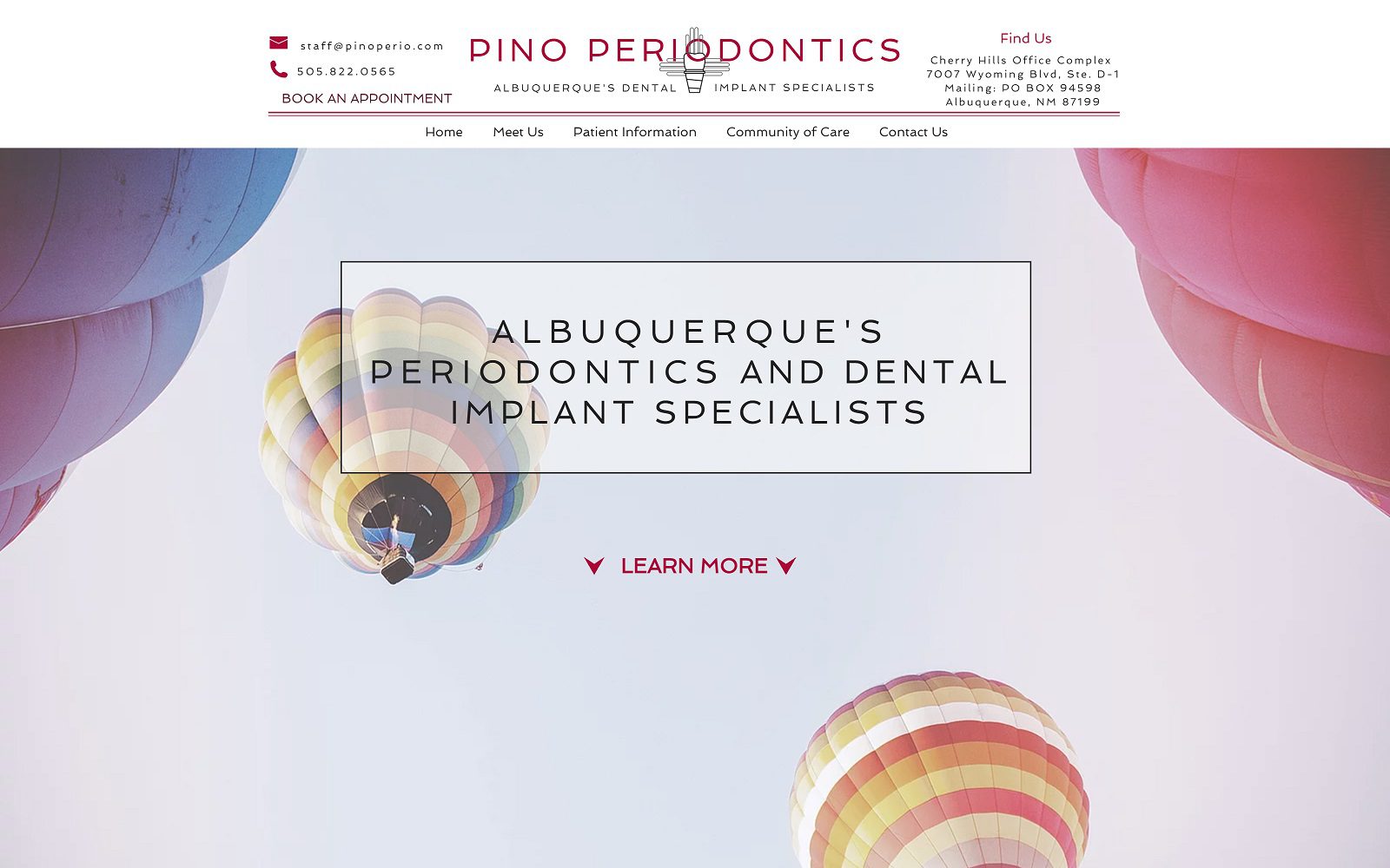 The screenshot of pino periodontics, curtis pino dds msd website