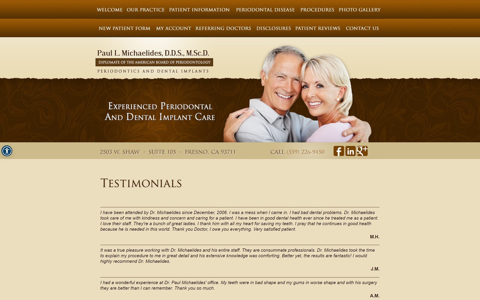 The screenshot of paul michaelides dds website