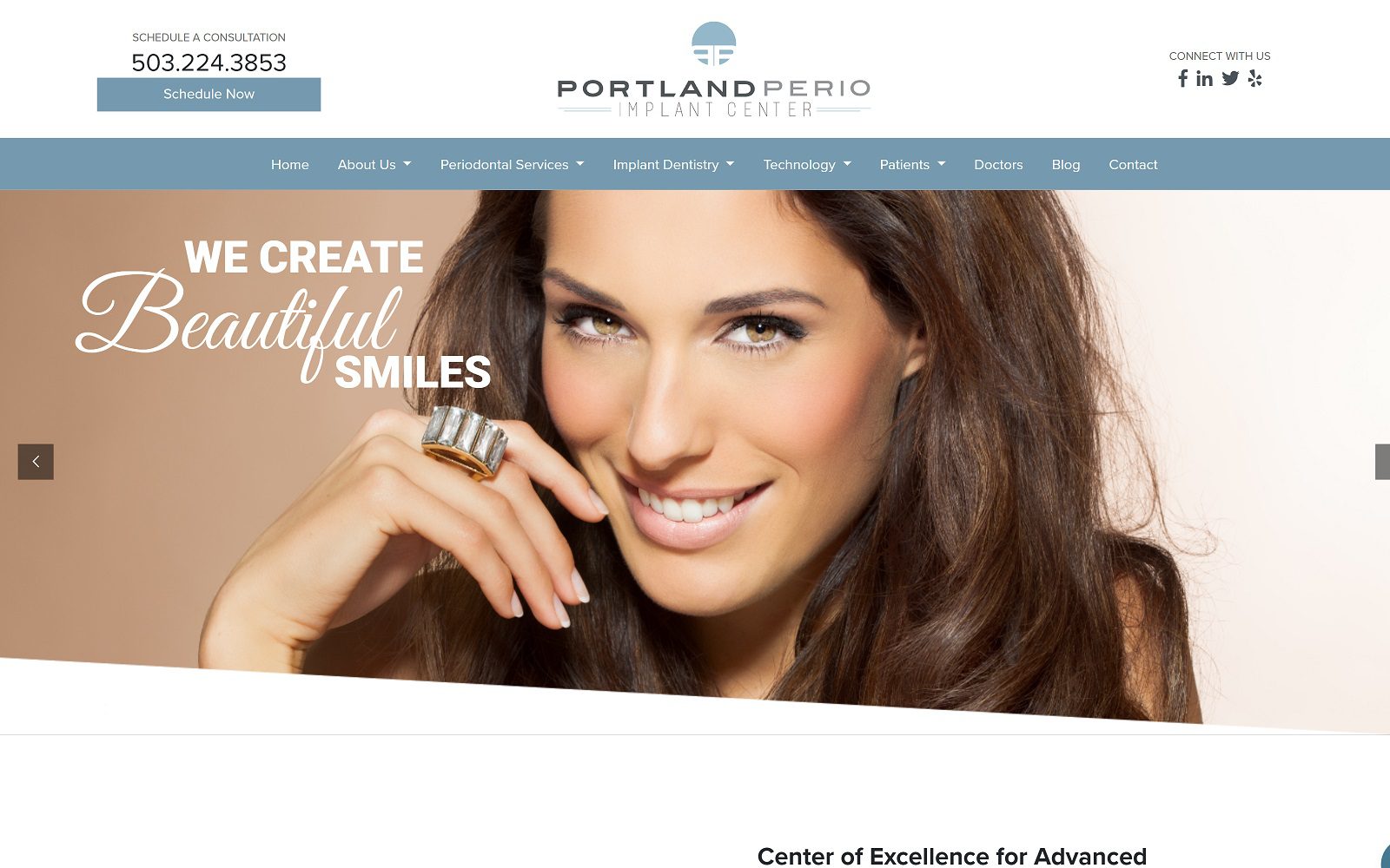 The screenshot of portland perio implant center website