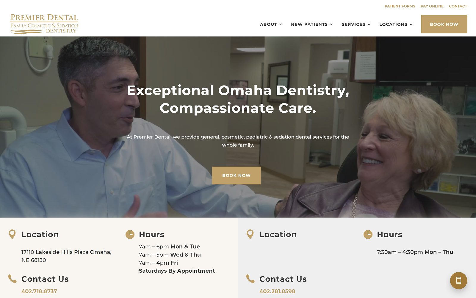 The screenshot of premier dental website