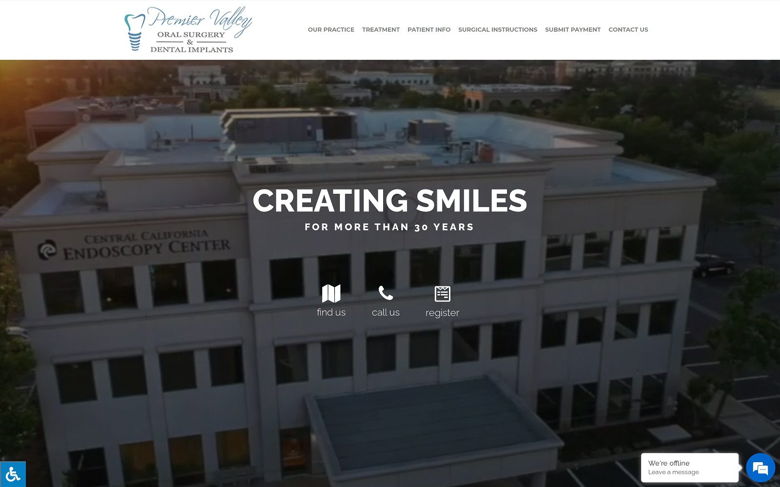 The screenshot of premier valley oral surgery & dental implants website