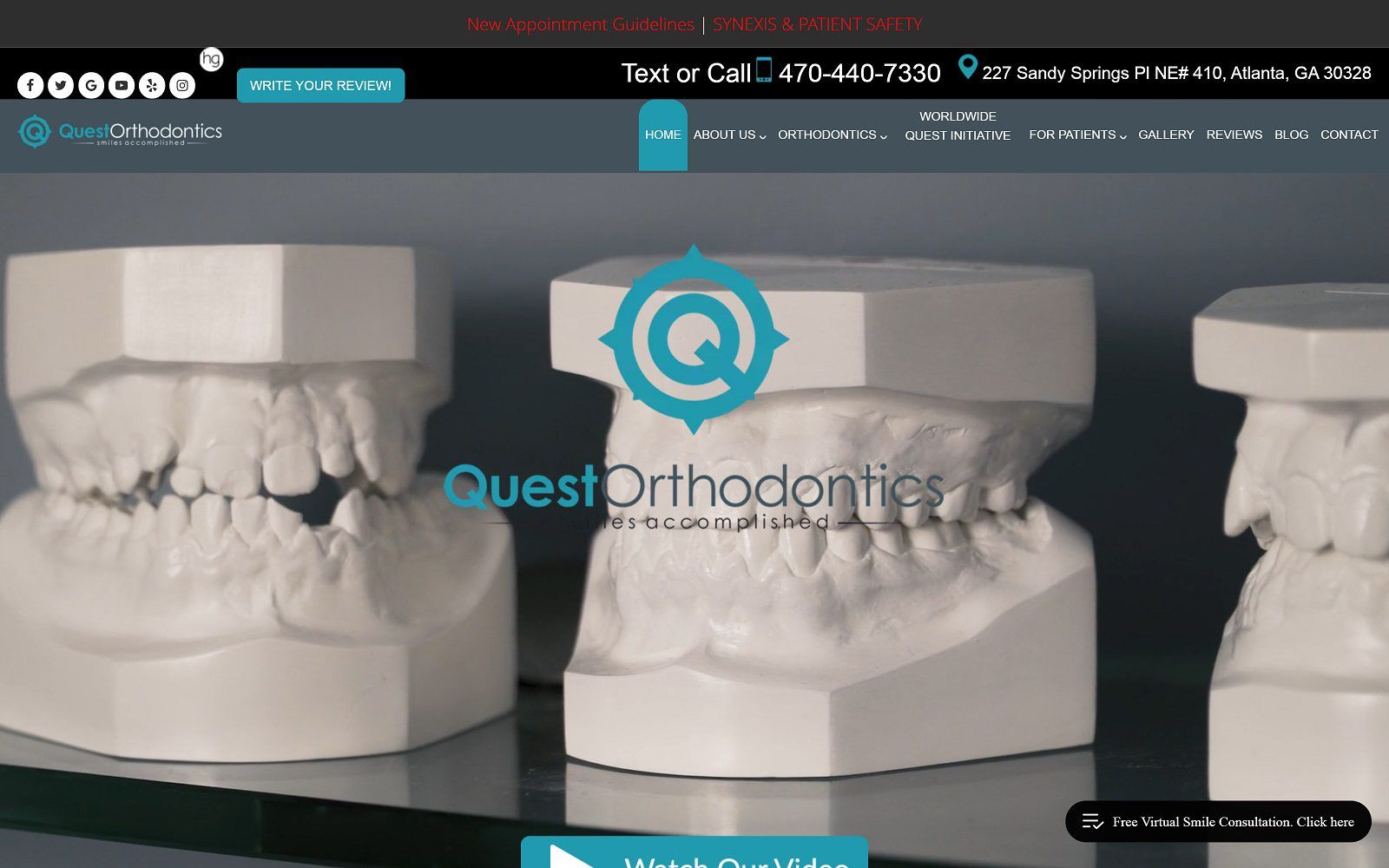 The screenshot of quest orthodontics: dr. Arjun patel website