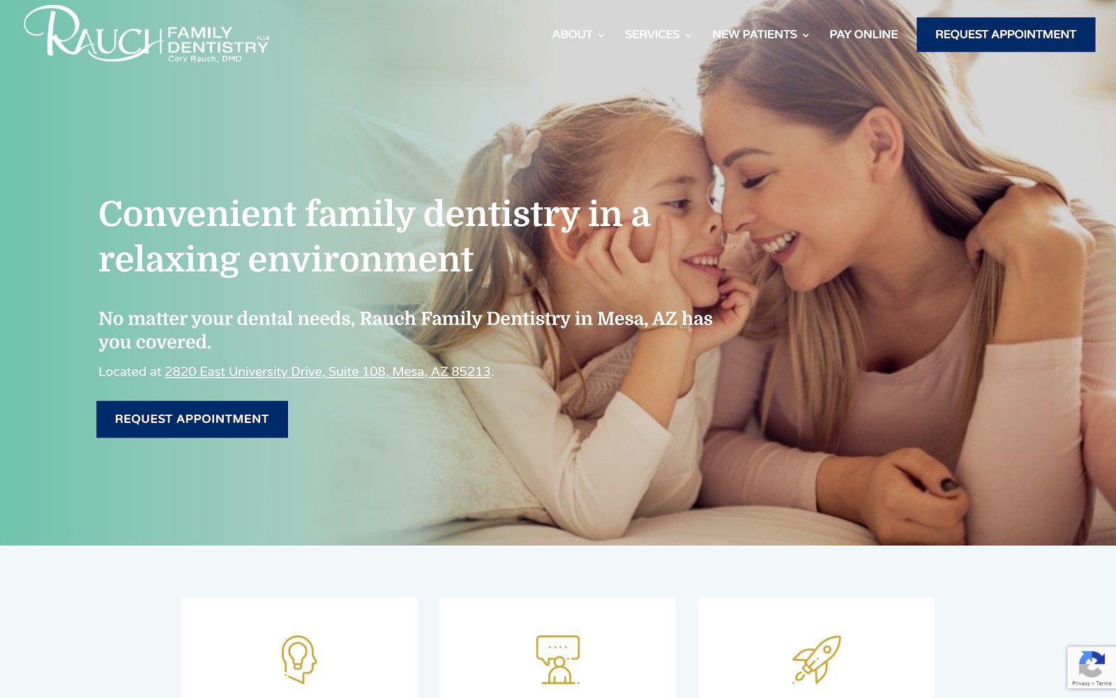 The screenshot of rauch family dentistry website