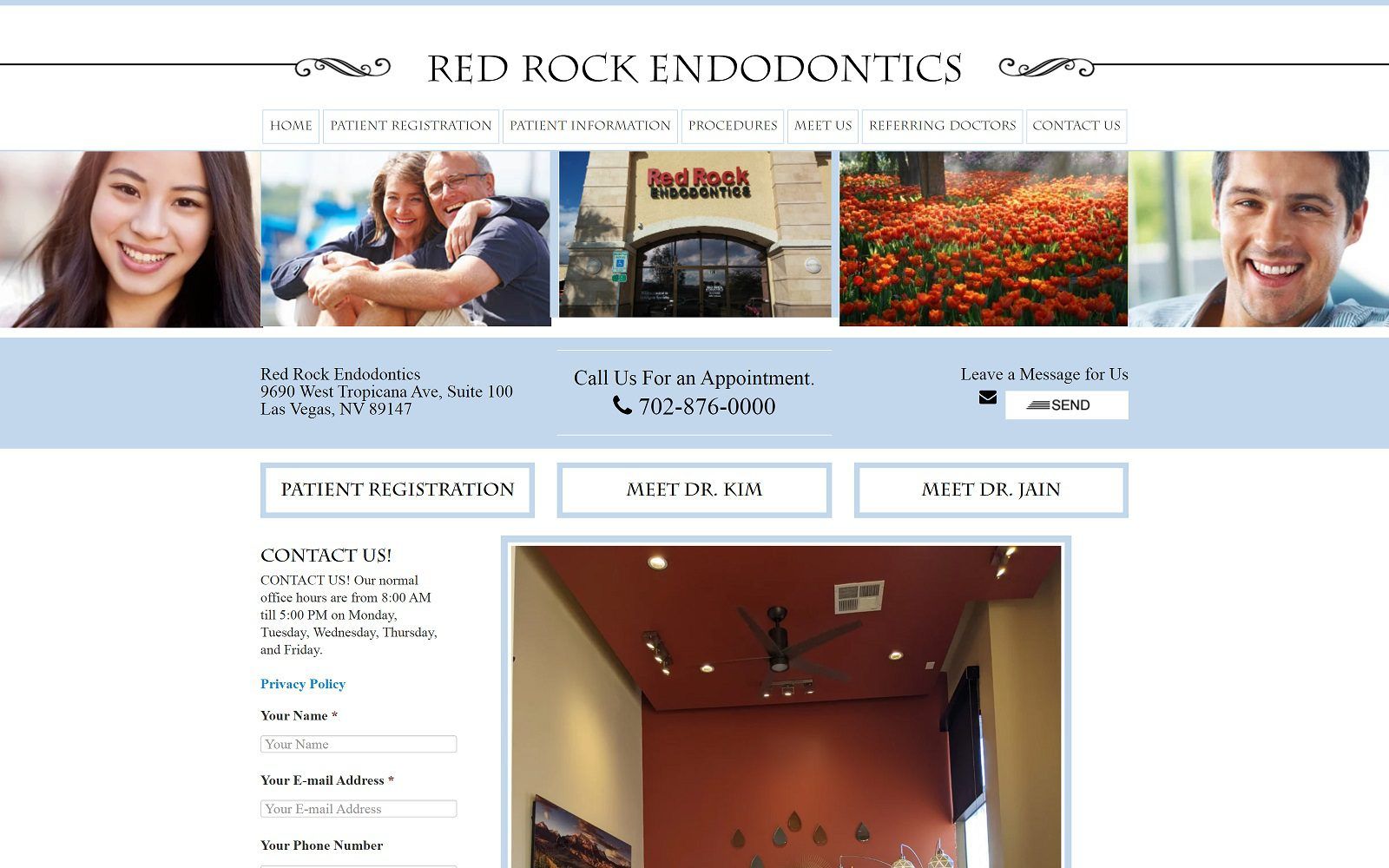 The screenshot of red rock endodontics website