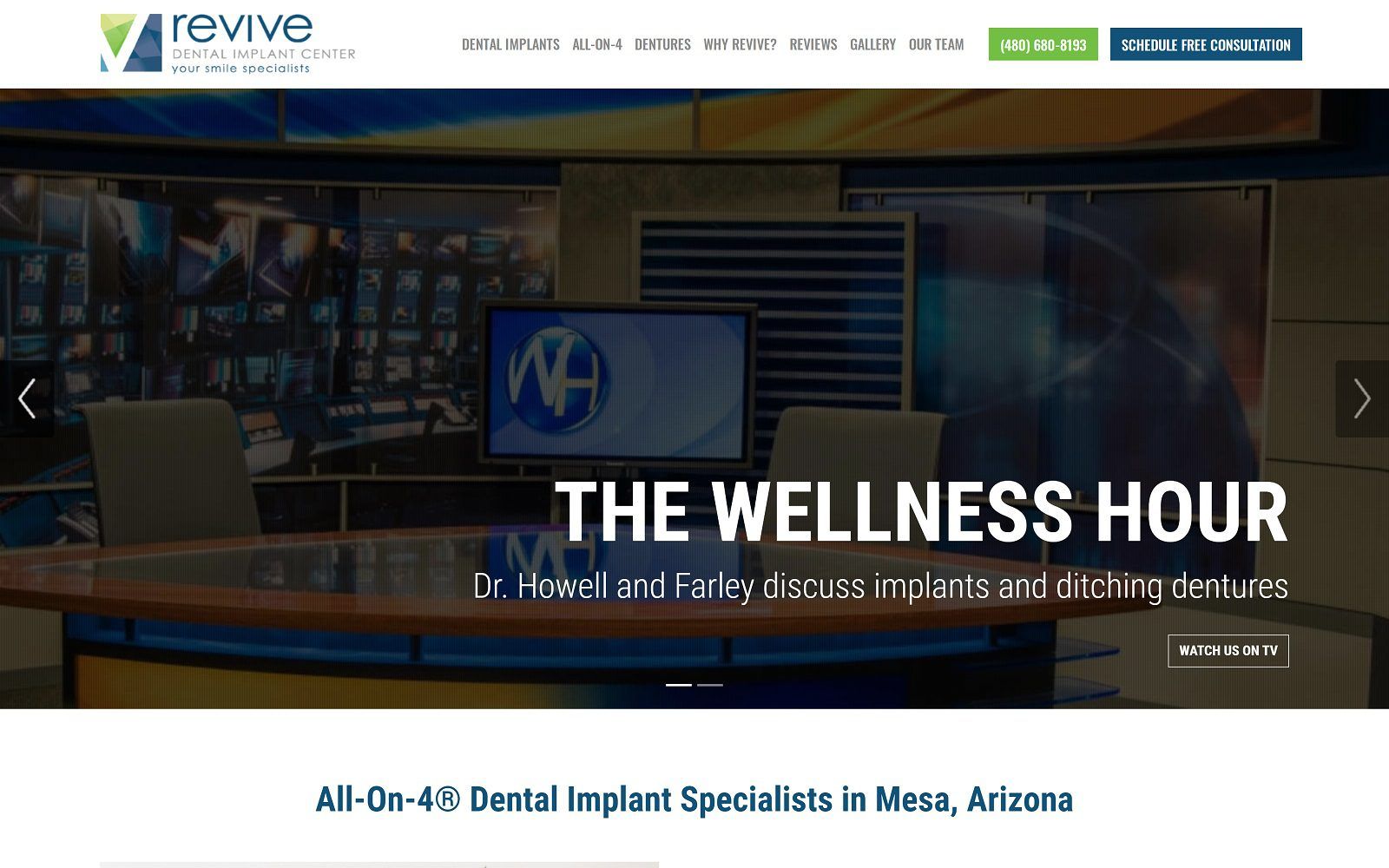 The screenshot of revive dental implant center website