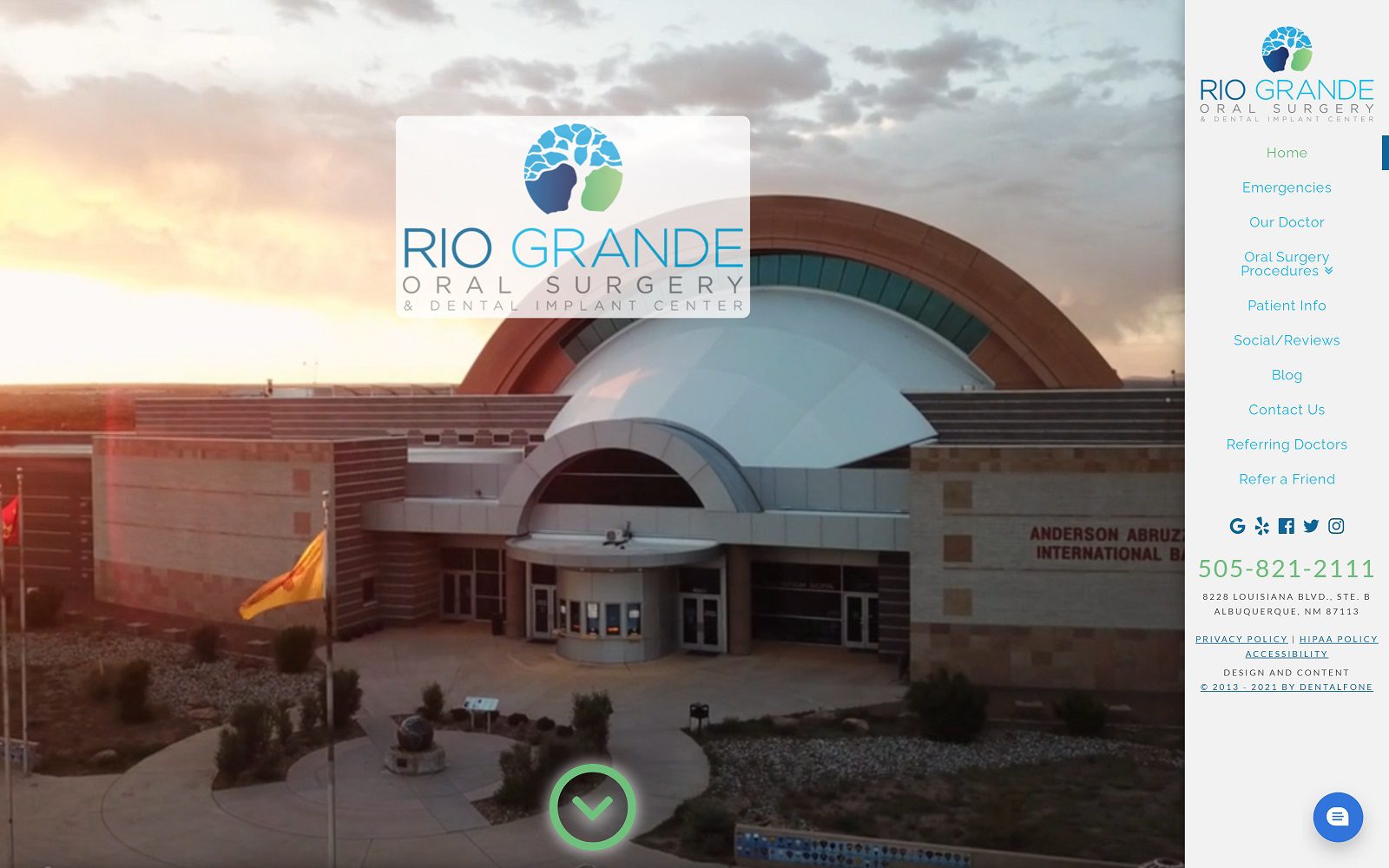 The screenshot of rio grande oral surgery & dental implant center dr. Drew steel website