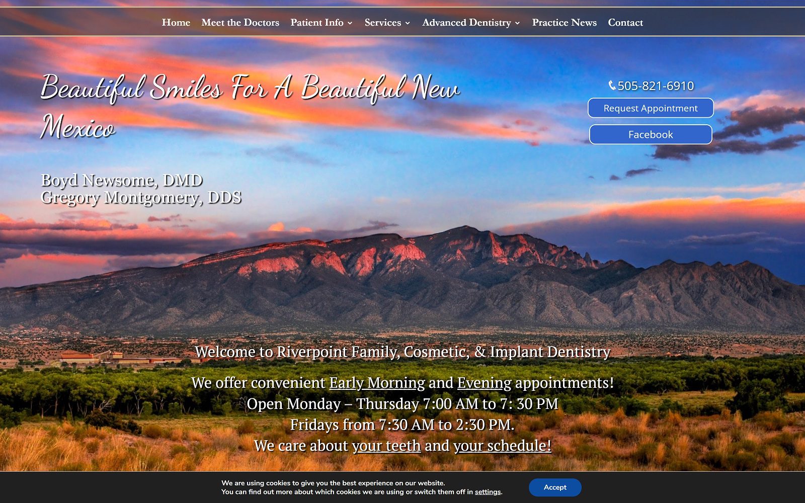 The screenshot of riverpoint family, cosmetic and implant dentistry website