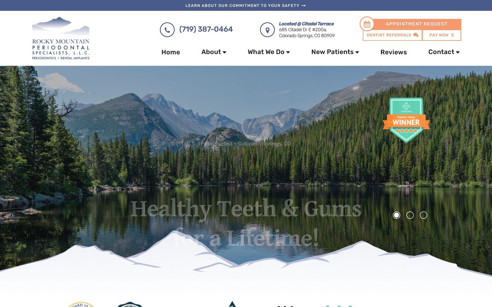 The screenshot of rocky mountain periodontal specialists website