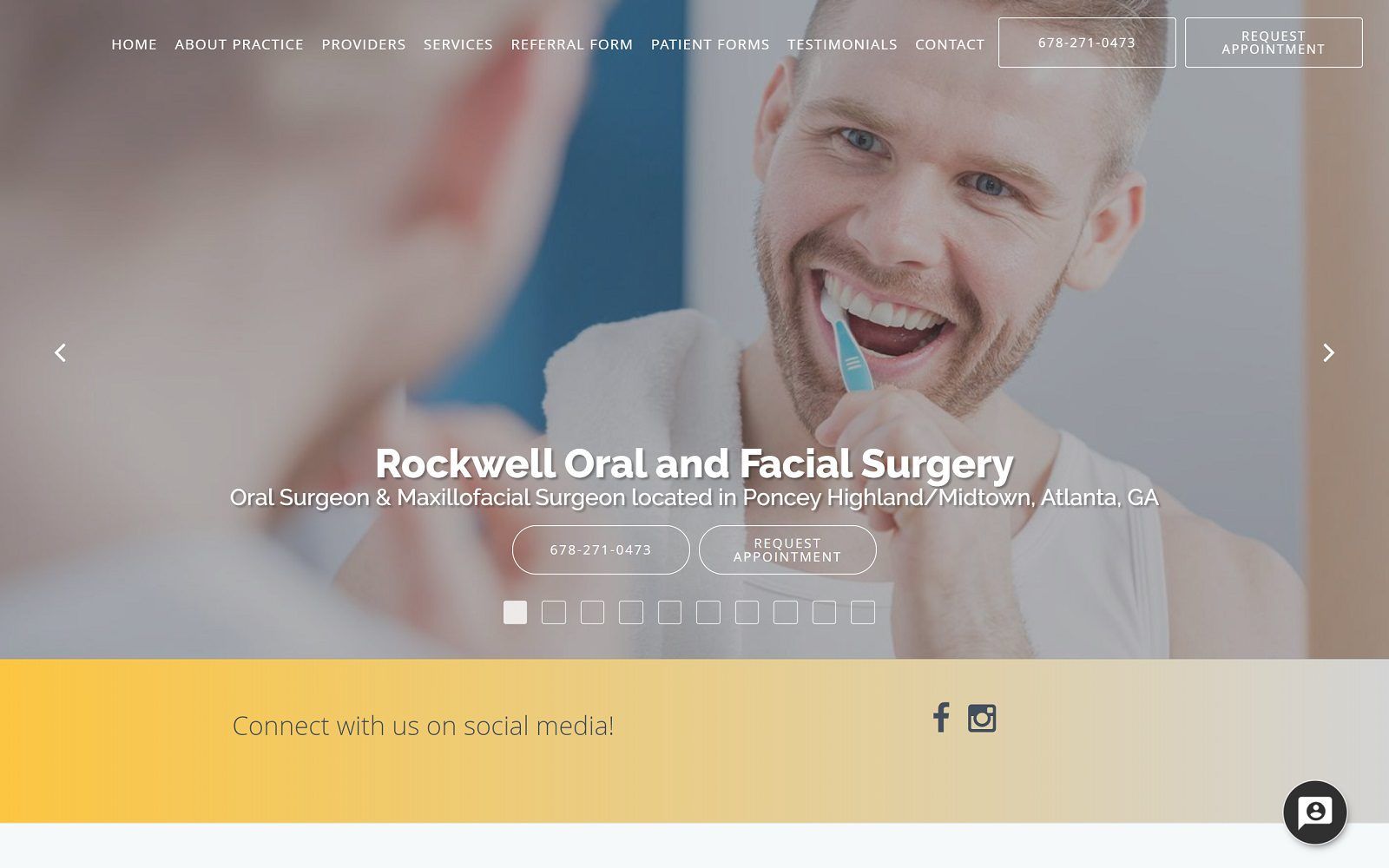 The screenshot of rockwell oral and facial surgery: damion rockwell, dmd website