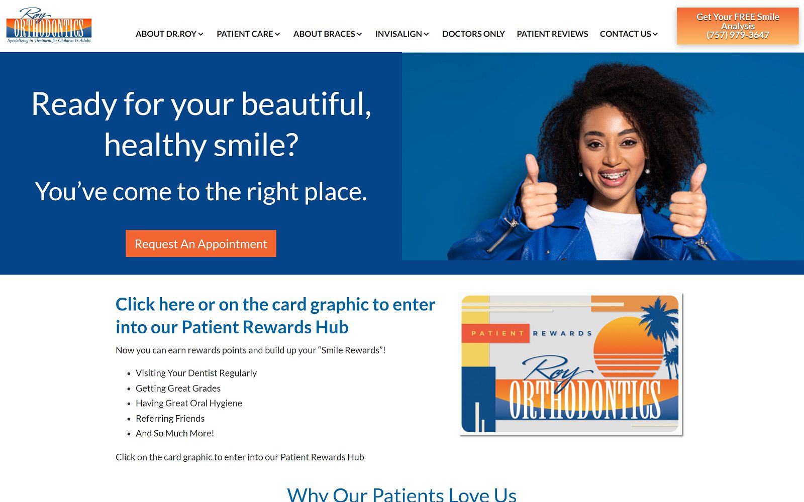 The screenshot of roy orthodontics - virginia beach dr. Carl roy website