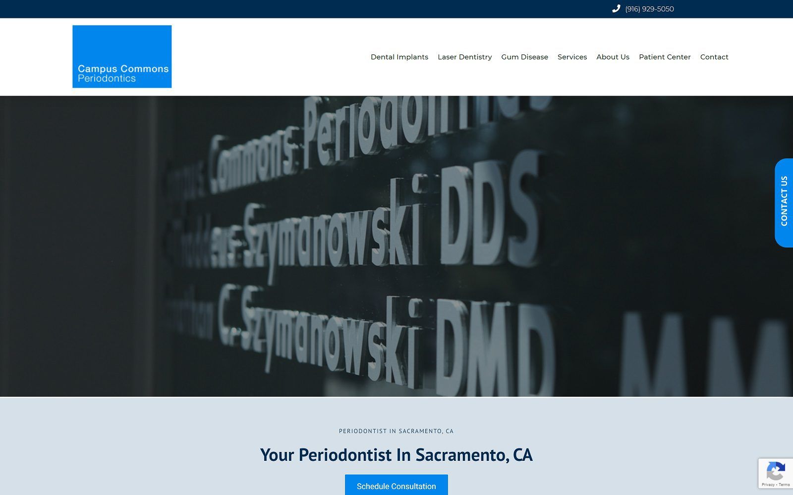 The screenshot of campus commons periodontics website
