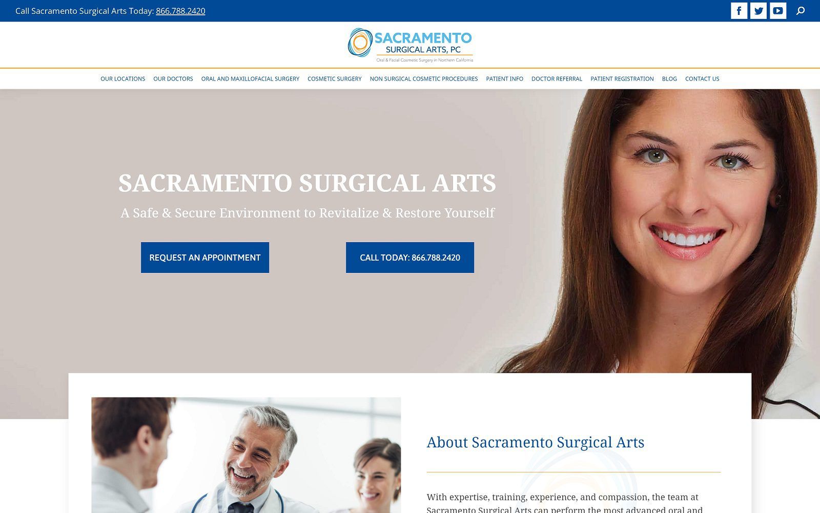 The screenshot of sacramento surgical arts pc dr. Jagdev heir website