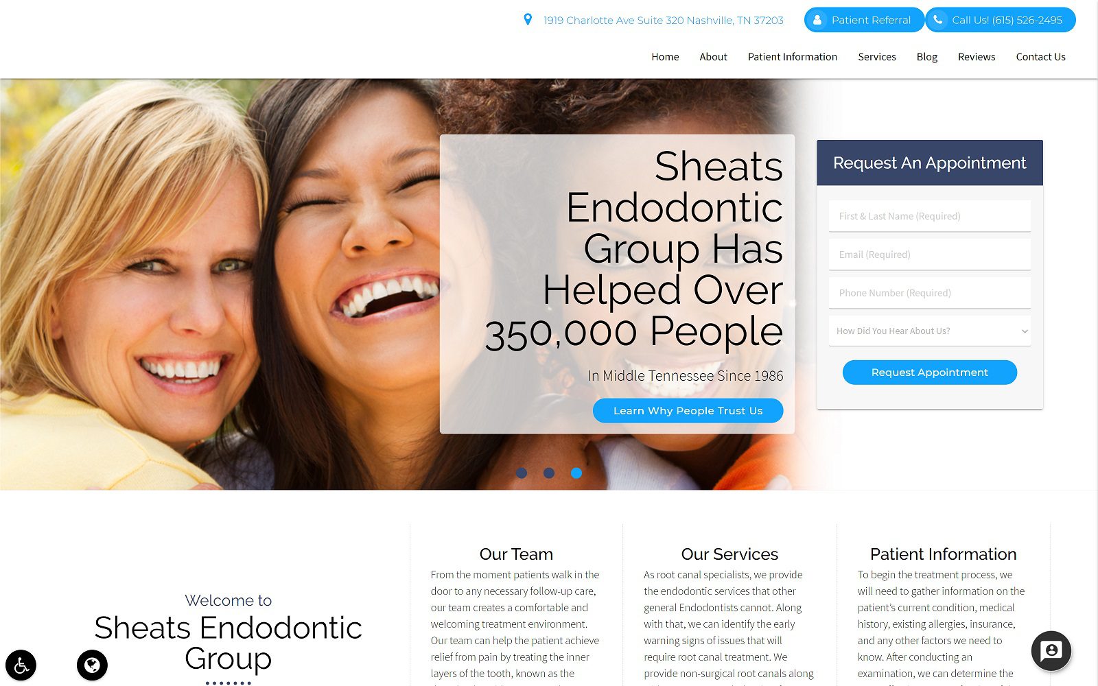 The screenshot of sheats endodontic group website