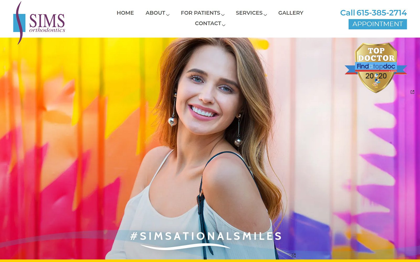 The screenshot of sims orthodontics dr. Robert sims website