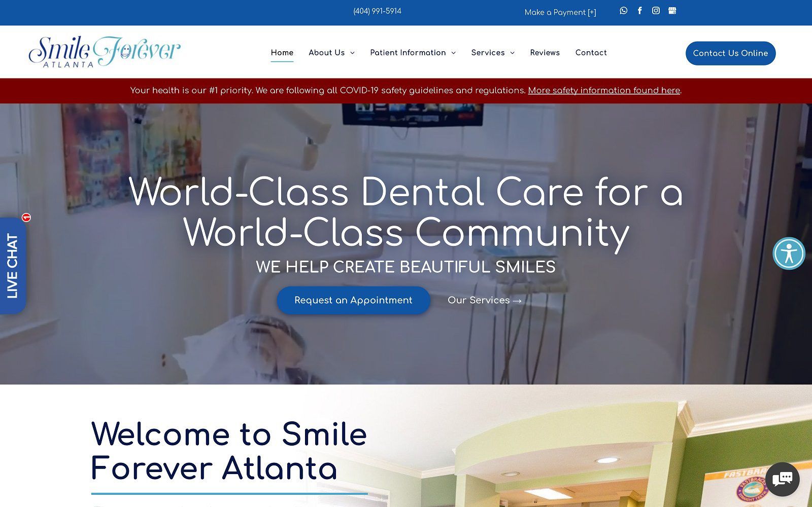 The screenshot of smile forever atlanta: dental implants, cosmetic dentist website