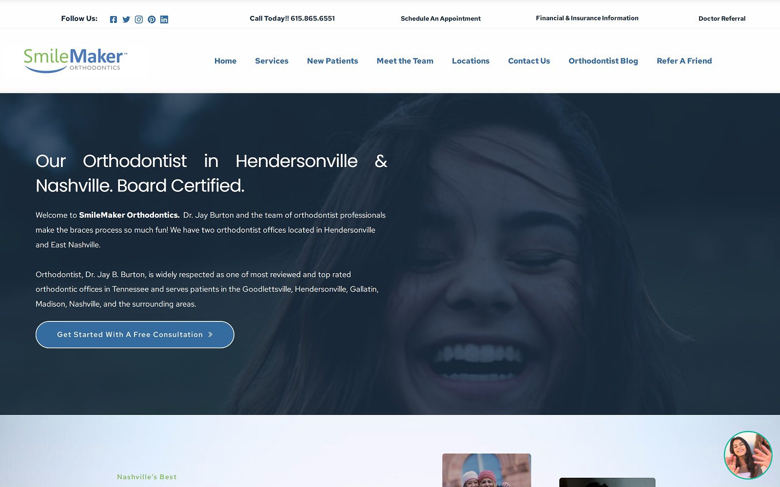 The screenshot of smilemaker orthodontics - east nashville orthodontist dr. Jay burton website