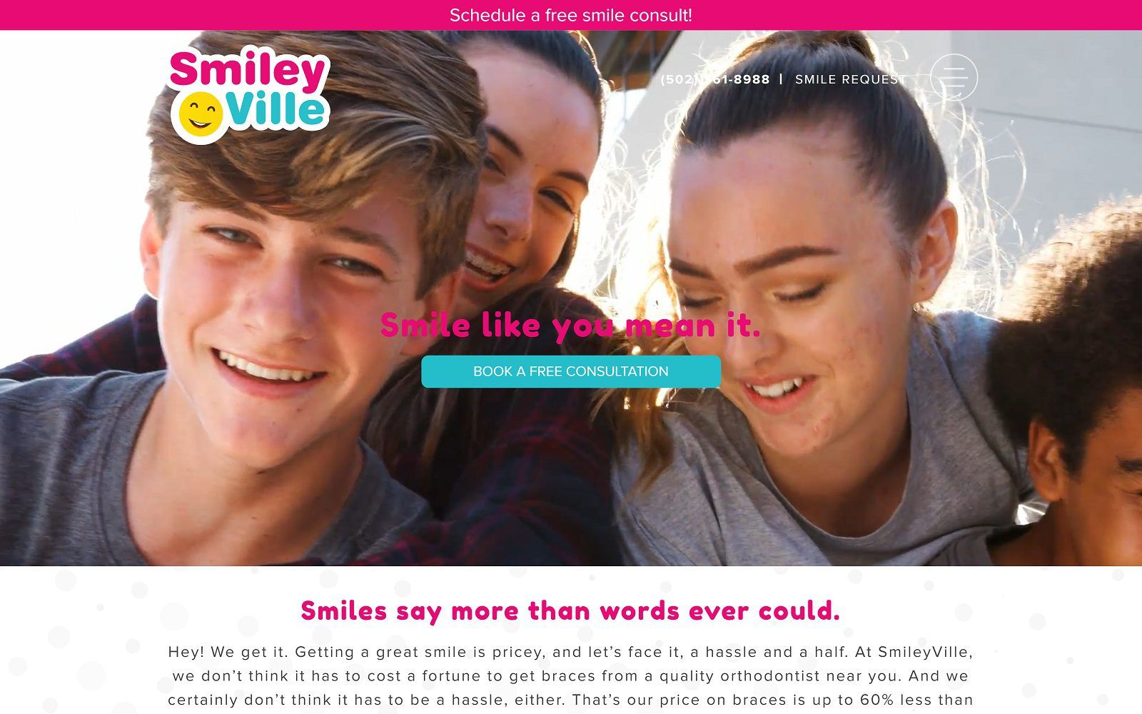 The screenshot of smileyville orthodontics dr. Art wickson website