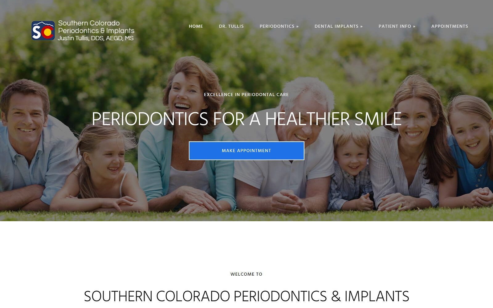 The screenshot of southern colorado periodontics & implants website