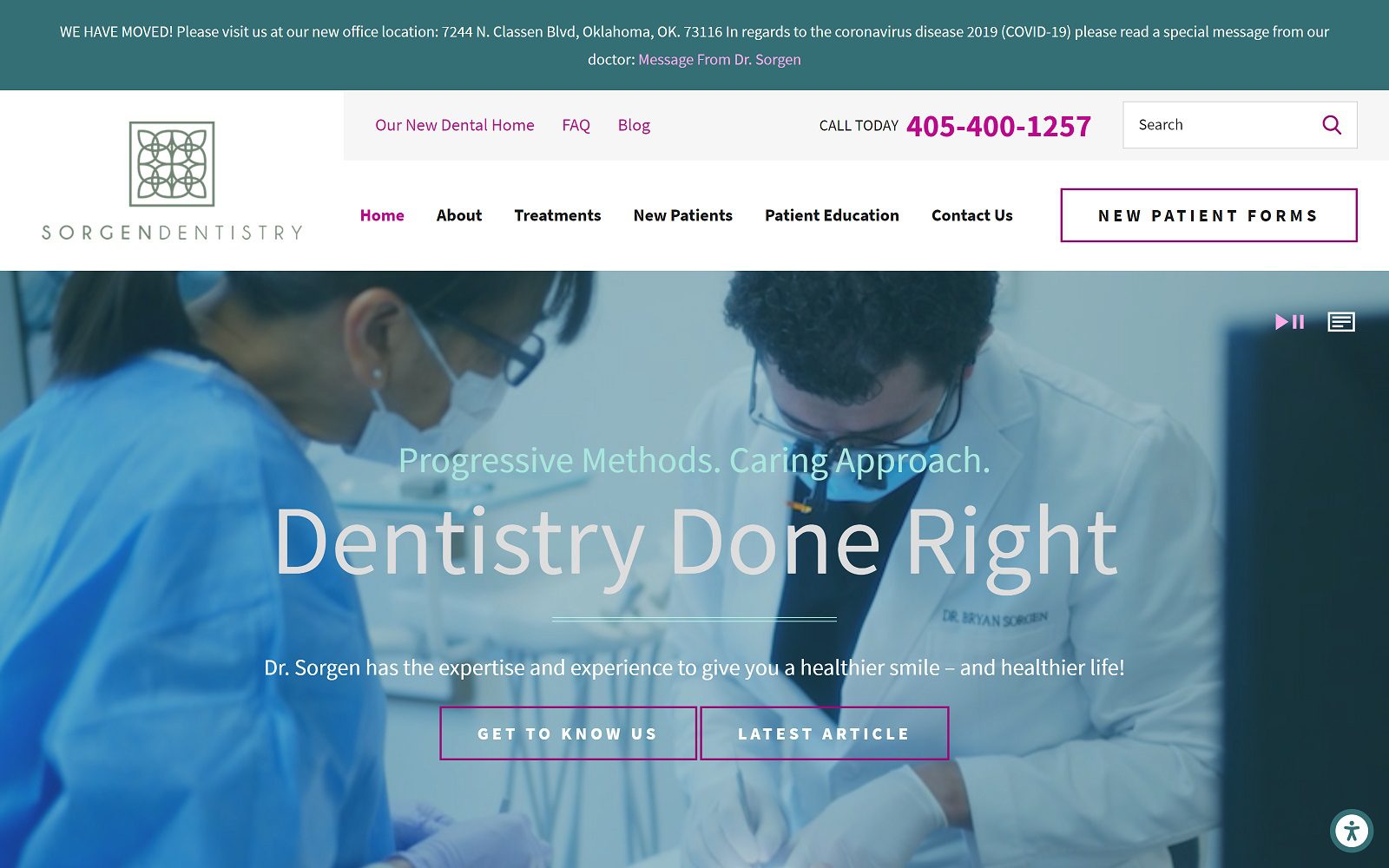 The screenshot of sorgen dentistry dr. Bryan sorgen website