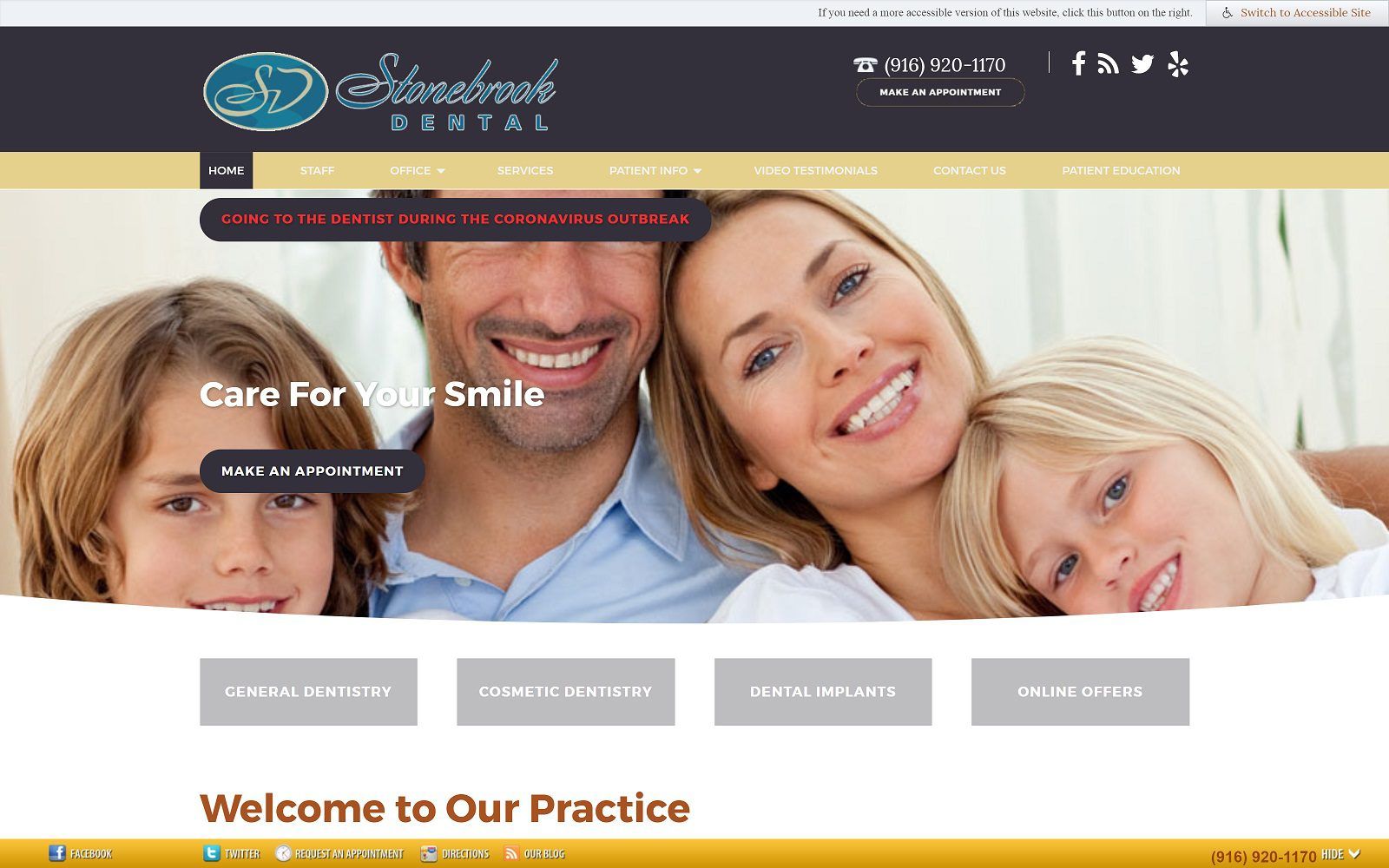 The screenshot of stonebrook dental dr. Kalpesh patel website