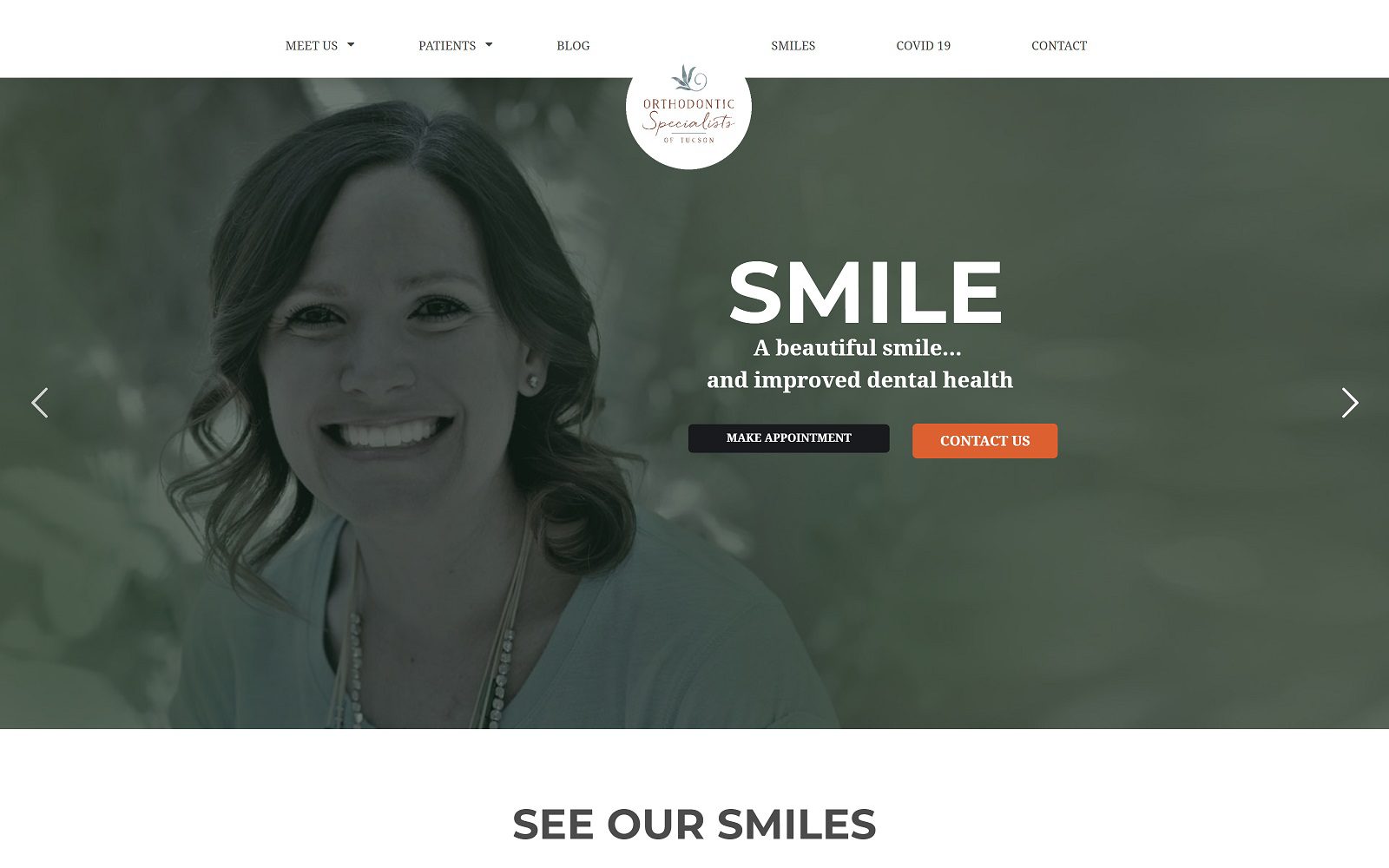 The screenshot of orthodontic specialists of tucson website