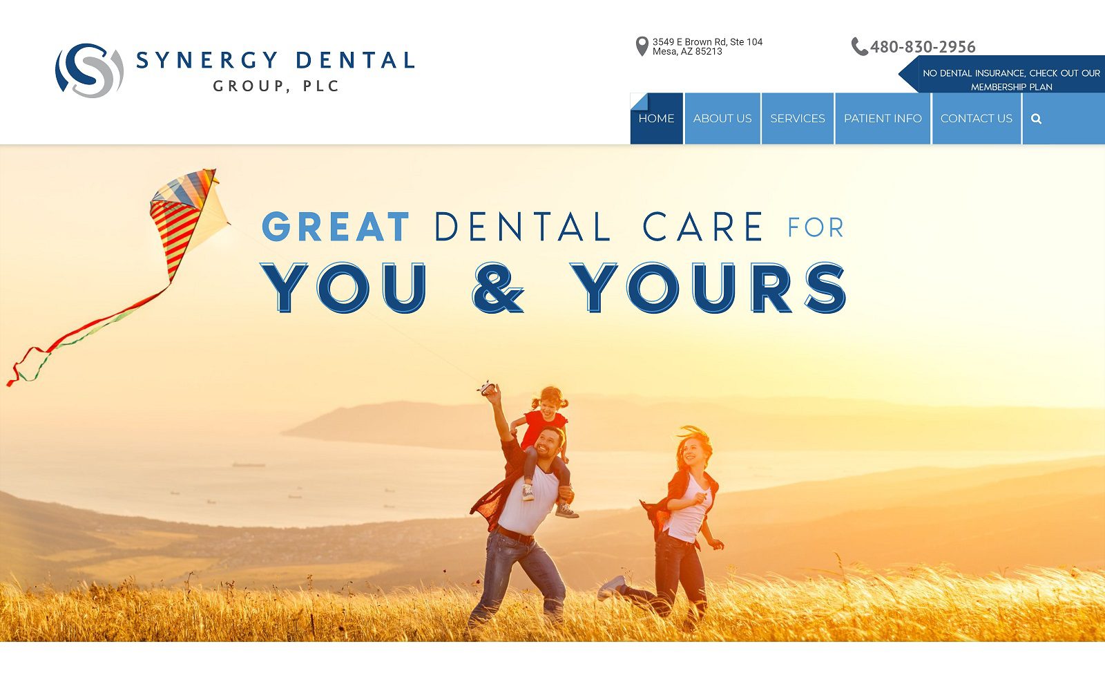 The screenshot of synergy dental group, plc website