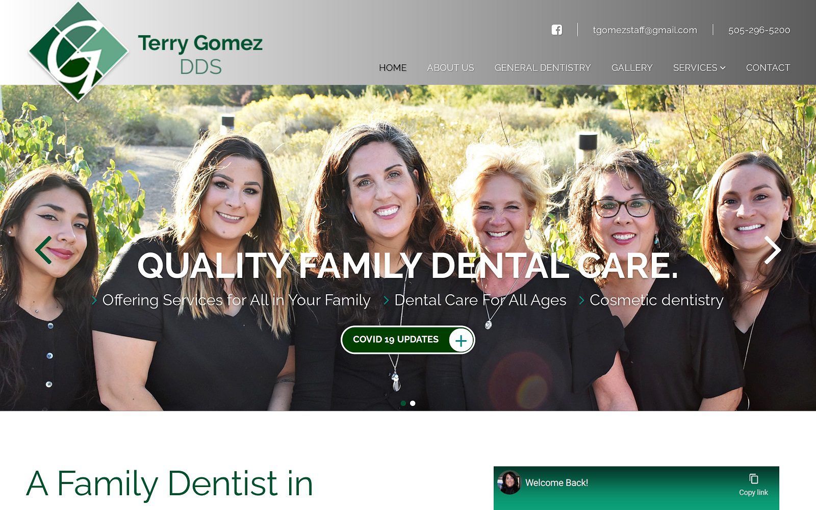 The screenshot of terry gomez dds pc website