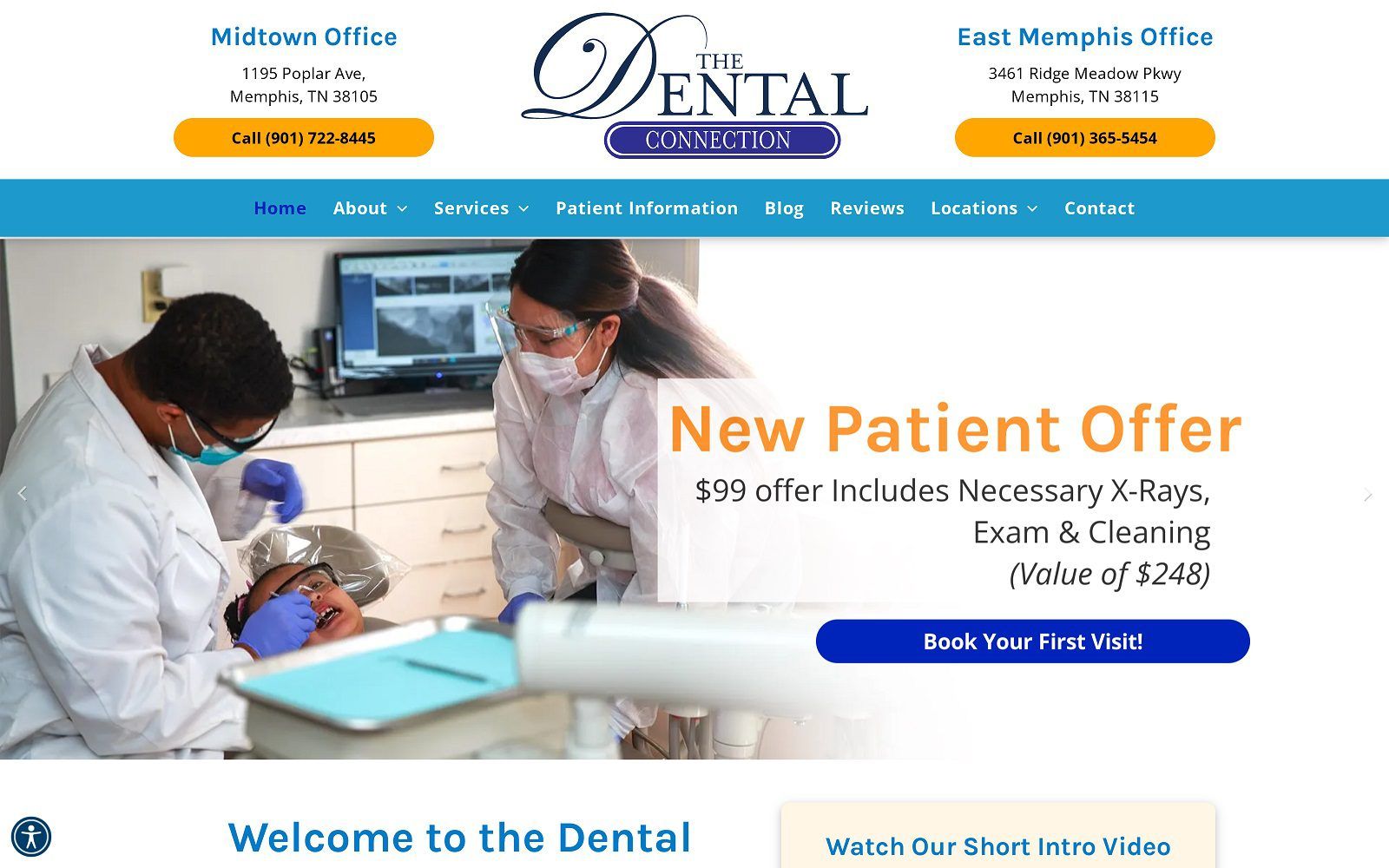 The screenshot of the dental connection dr. Dellwyn m. Turnipseed website