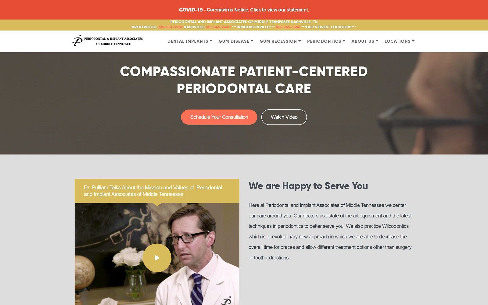 The screenshot of periodontal and implant associates of middle tennessee, pc website