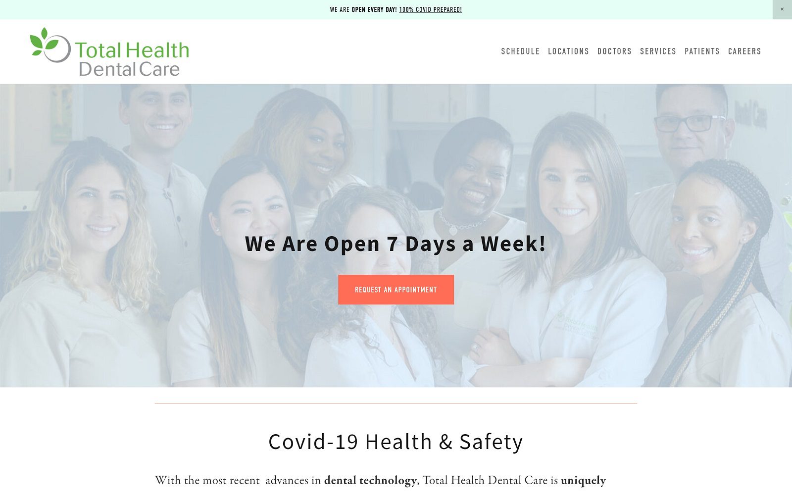 The screenshot of total health dental care website