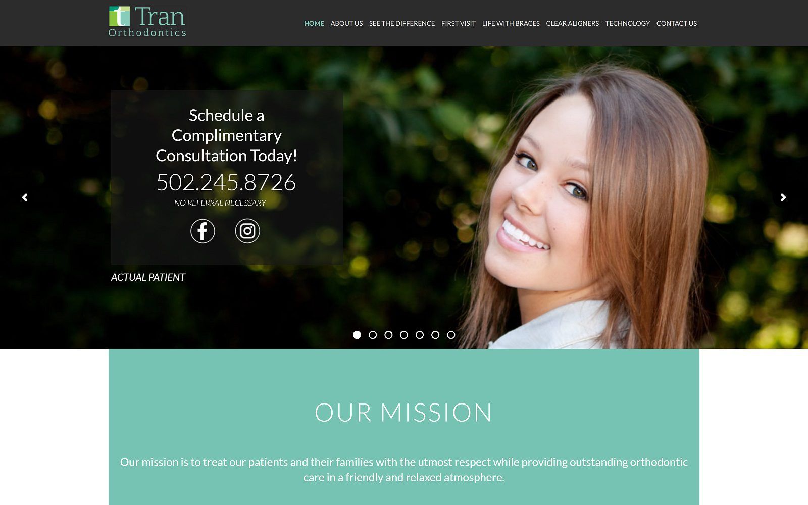 The screenshot of tran orthodontics dr. Paul tran website