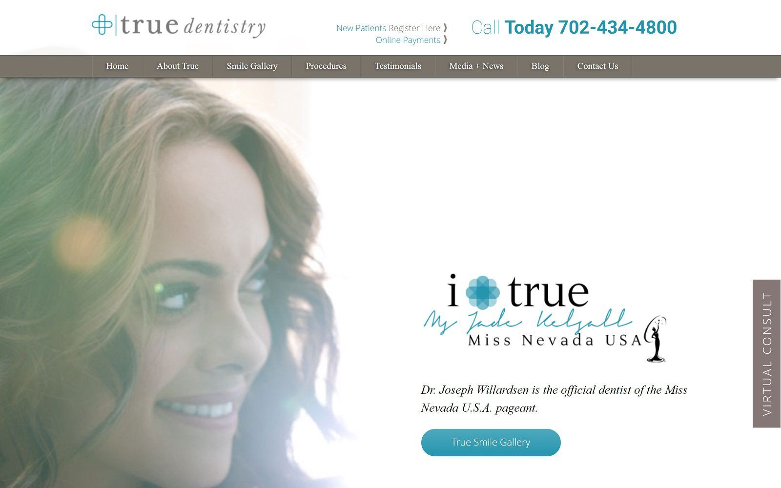 The screenshot of true dentistry dr. Joseph g. Willardsen website