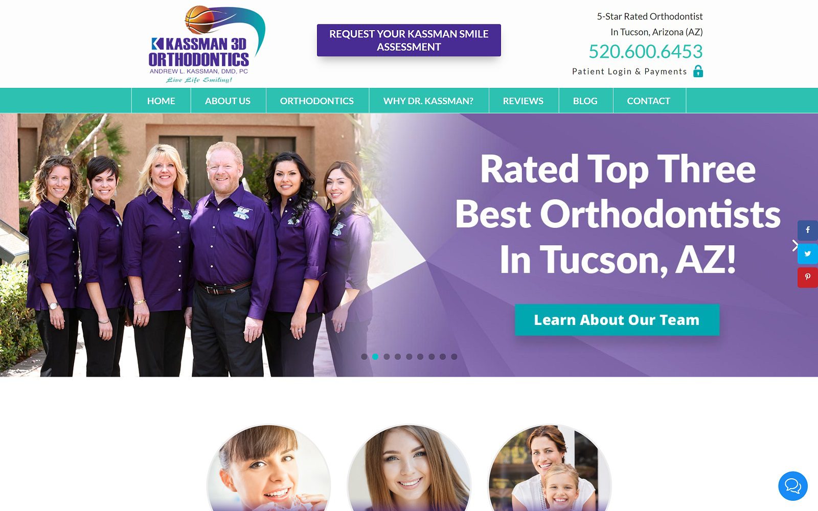 The screenshot of kassman 3d orthodontics of tucson website