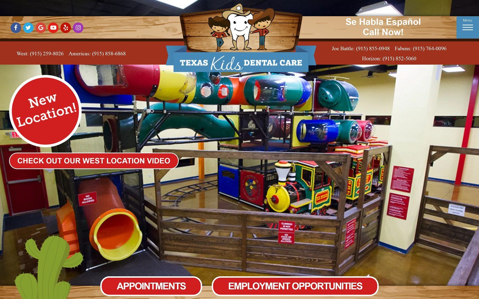 The screenshot of texas kids dental care website