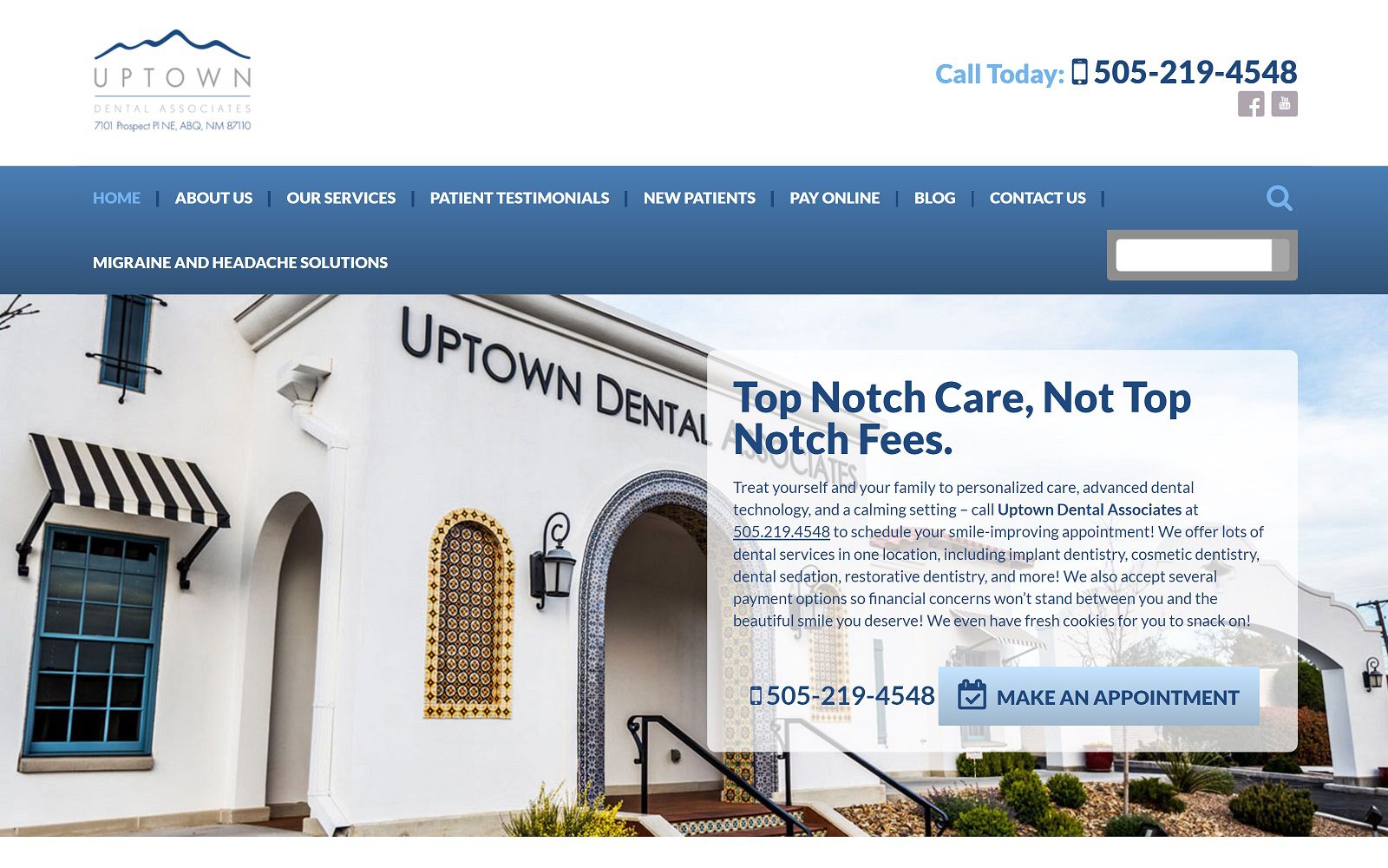 The screenshot of uptown dental associates dr. Ryan shepherd website