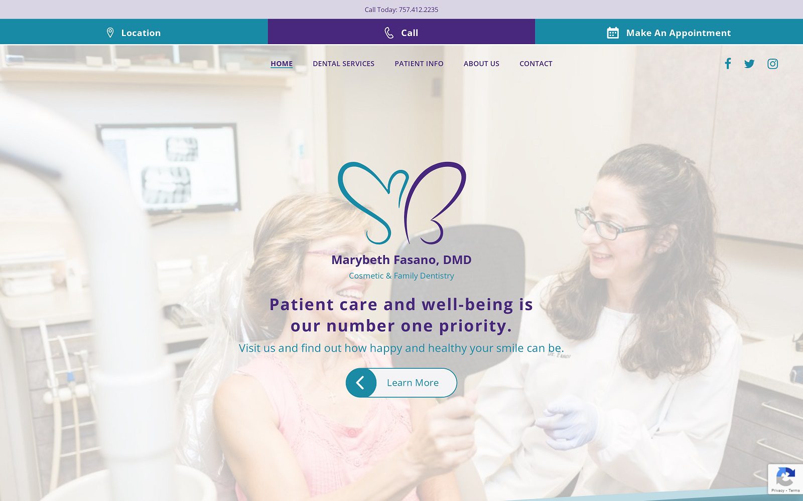 The screenshot of marybeth fasano family and cosmetic dentistry website