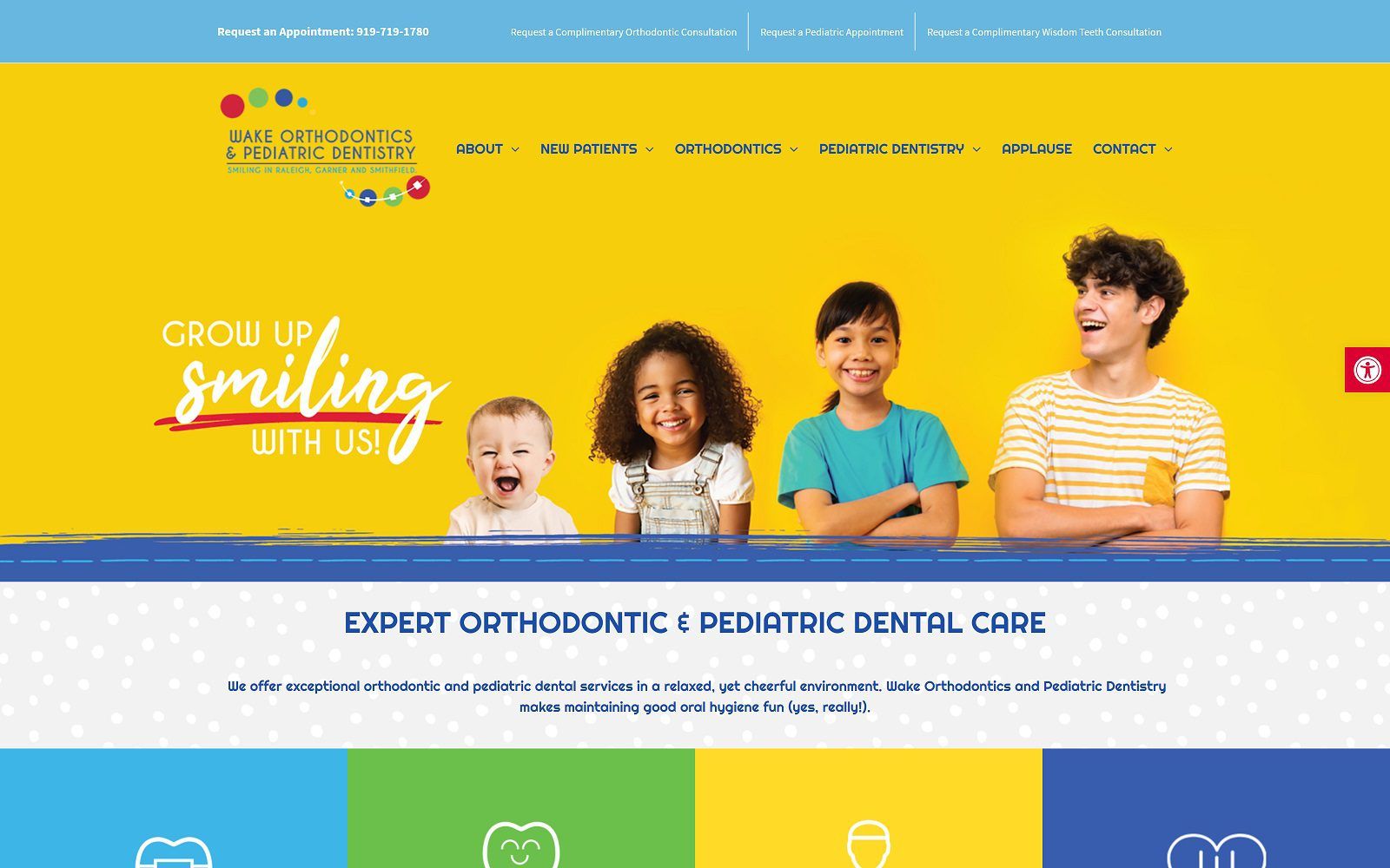 The screenshot of wake orthodontics and pediatric dentistry website