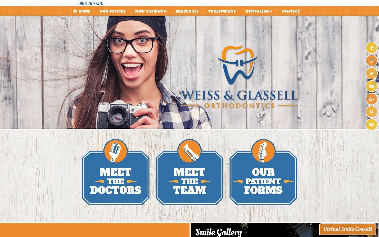 The screenshot of weiss & glassell orthodontics website