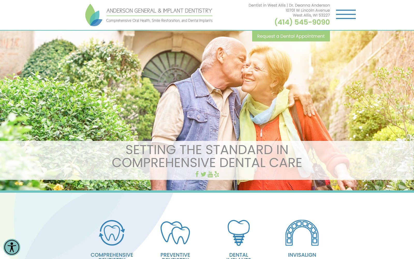 The screenshot of anderson general & implant dentistry website