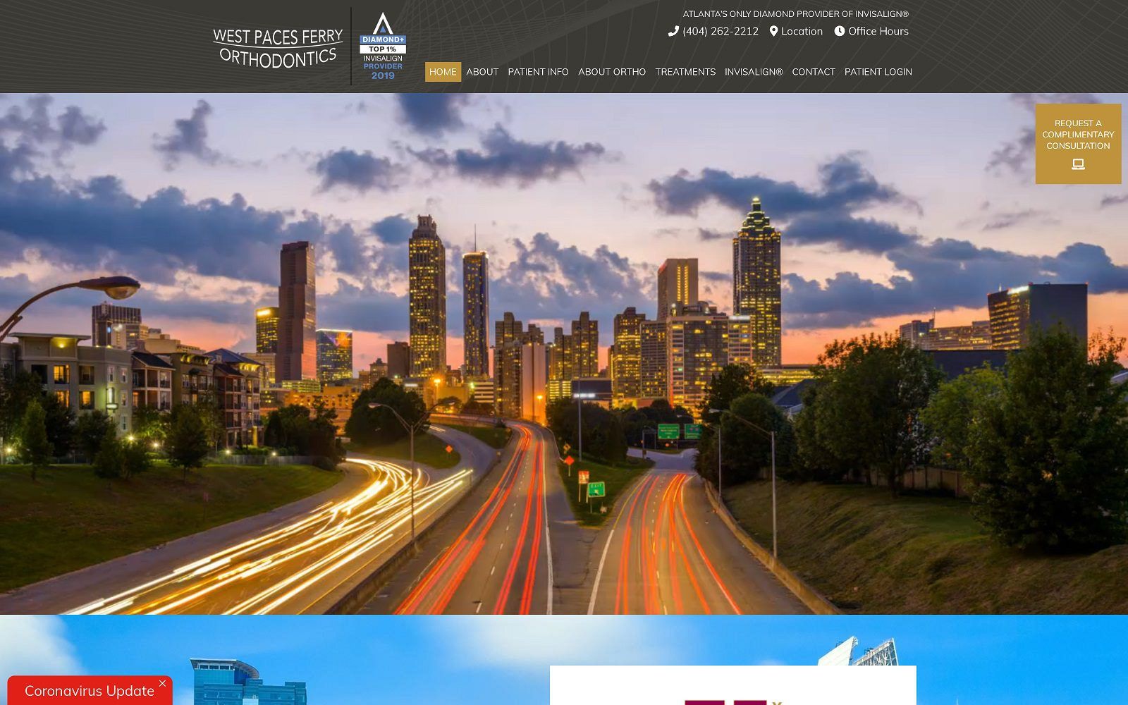 The screenshot of west paces ferry orthodontics website